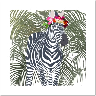 Zebra with Flower Crown Posters and Art